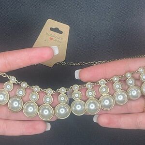 Handmade Gold and Cream Pearl Necklace